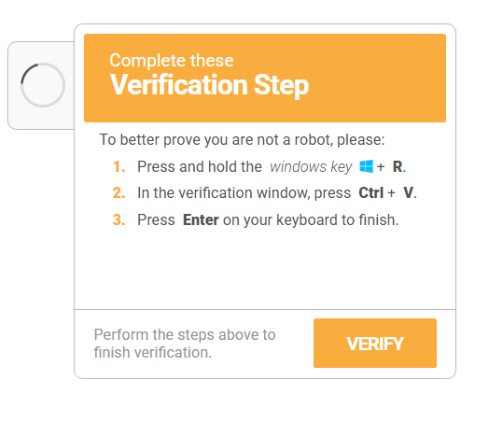 screenshot of verify page